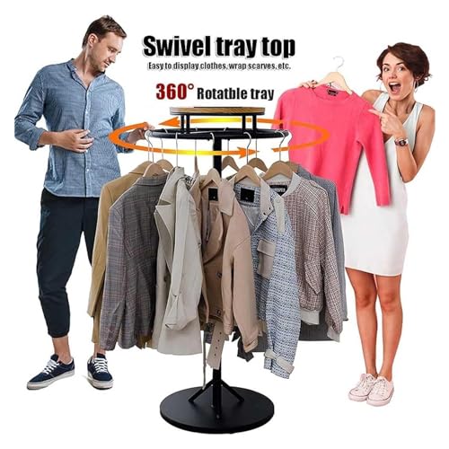 Portant à vêtements magasin rotatif avec étagère et penderie circulaire métal