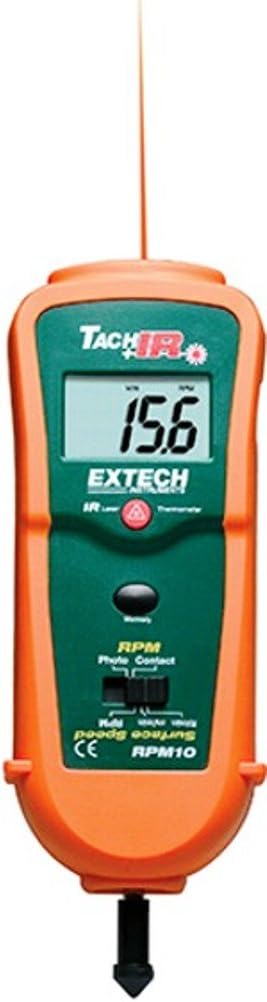 Extech RPM10-NIST Combination Tachometer with Infrared Thermometer and NIST