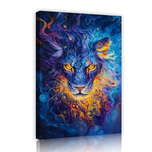 UIRINGART Vibrante Leopardo Lienzo Impresión Arte De Pared Colorido Abstracto Leopardo Pintura Póster Obra de Arte para Sala de Estar Estudio Oficina Decoración de Pared 50x80cm Marco interior