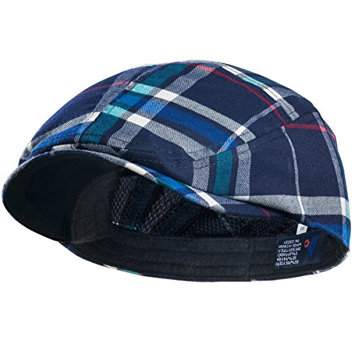 MG Plaid Ivy Newsboy Cap Hat (Large, Navy)