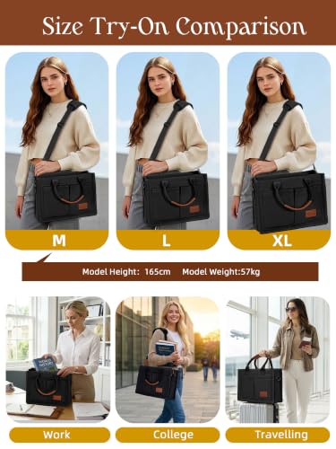 FIORETTO Canvas Tote Bag for Women with Zipper Closure & Individual Compartments for Work College for Teacher & Nurse - Image 6