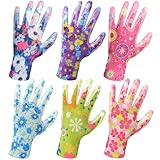 Nimalpal 6 Pairs Gardening Gloves - Gardening Gloves for Women Multi-purposes Breathable Rubber Coated Garden Gloves with Super Grip, Thorn Proof and Cut Resistant Outdoor(3 Colors)