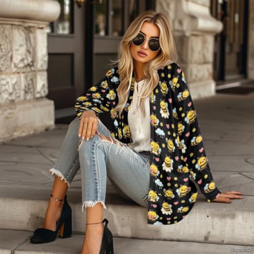 Image of Forchrinse Red Ladybug Cardigan for Women Causal Long Sleeve Open Front Cardigans Sweater Fashion 2024 Fall Coat with Pockets