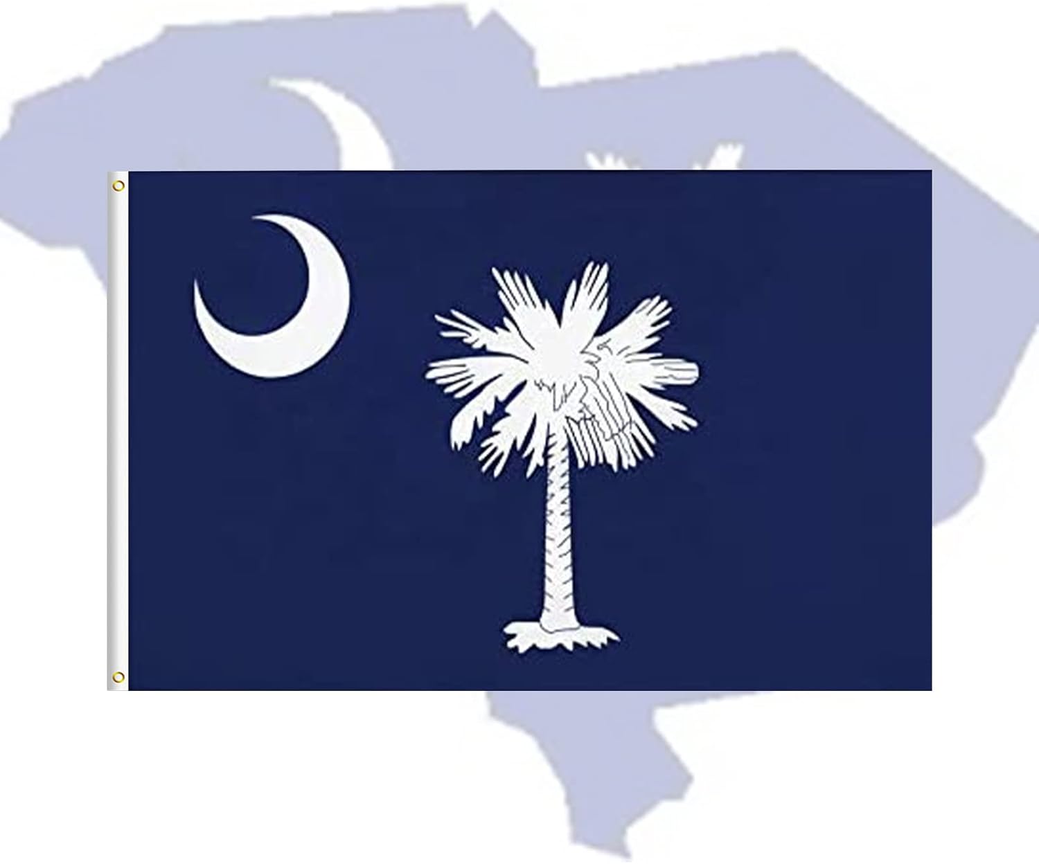 South Carolina Flag 12x18 FT SC State Flags Print Heavy Duty Brass Grommets High-Grade Outdoor Palmetto Flag for All-Weather (Single Layer)