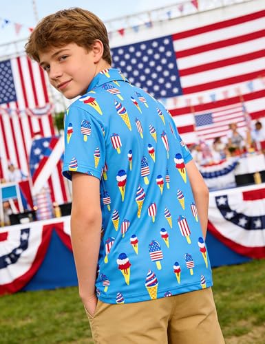 Cuddomper Boys Polo Shirt Size 13-14 4th of July Short Sleeve Golf Clothes - image 2