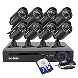 Zclever 8Ch 1080N AHD Night Vision CCTV Security Camera System Surveillance DVR Kits with HDD