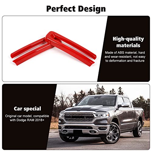 Image of Front Grille Inserts Trim Cover Grill U Bar Cover Frame Decoration Exterior Accessories for Dodge RAM 2018 2019 2020 2021 2022,Red