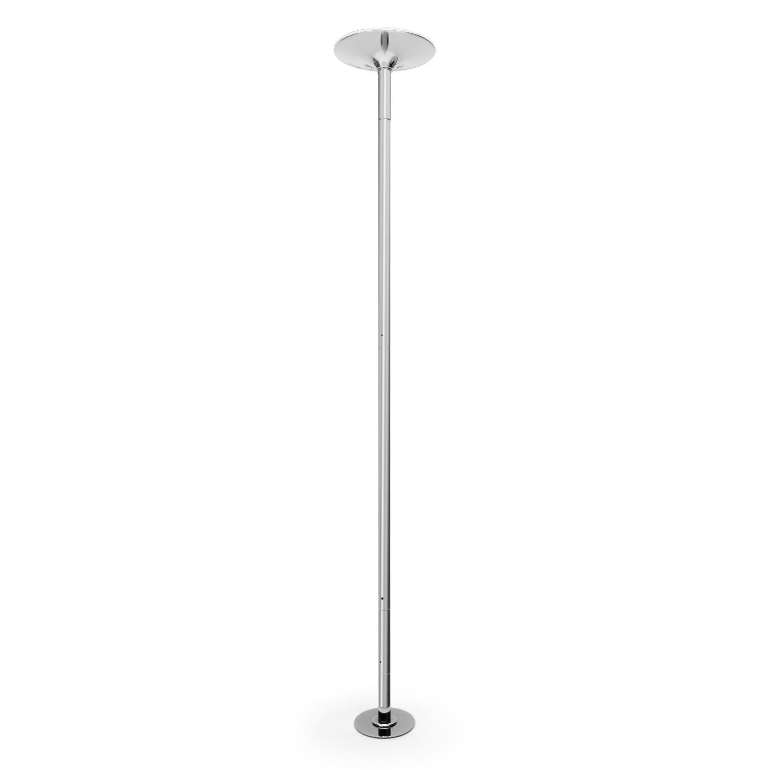 Klarfit Luxor Barra de Baile (giratoria o Fija, Desmontable, con Juego de Herramientas, Altura Ajustable hasta 2,74 m, Acero Inoxidable, resiste hasta 120 kg) - Plateado