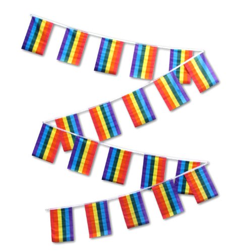 Guirlande LGBT 12 mètres en polyester résistant avec 20 drapeaux