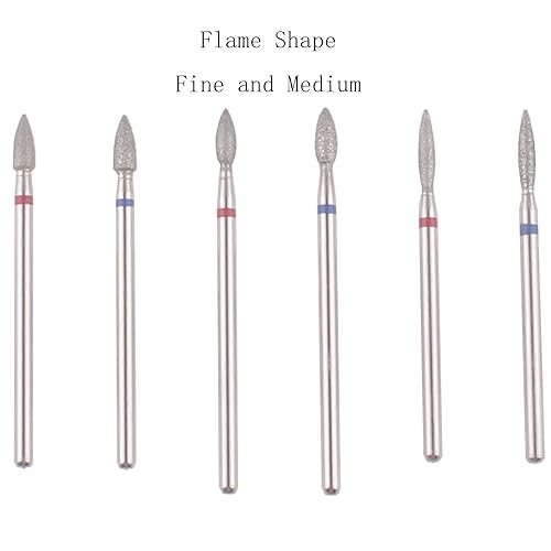 Miniatura 2 de MZCMSL Broca de uñas para cutícula de diamante en forma de llama, broca de manicura profesional para preparación de uñas, broca de 332 vástago