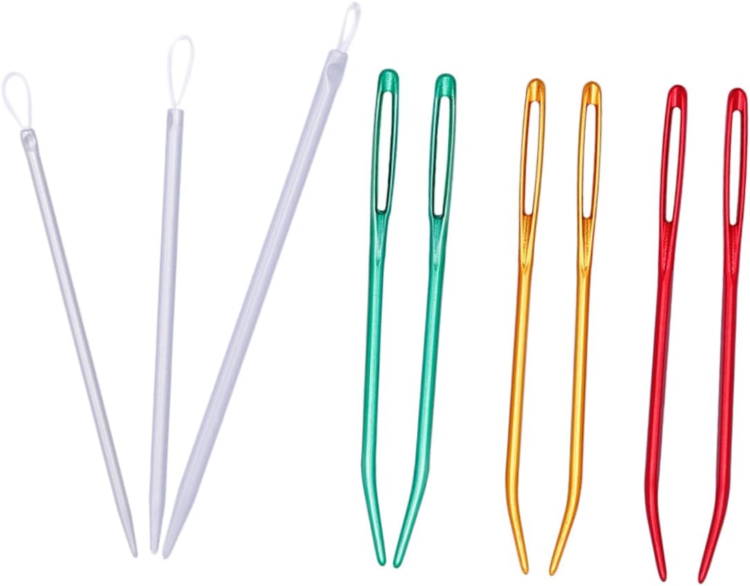 PHENOFICE 9pcs Threading Tool Includes Nylon Thread Rods and Needles Easy Use Sewing Inserter for Crafting and Household Projects Random Colors