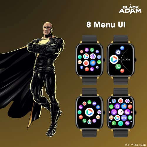 Image of ZEBRONICS DC Black ADAM Edition DRIP Smartwatch with Bluetooth 5.1 Calling, 1.69 inch Display Size, Voice Assistance, 11 Built-in + Customizable Watch Faces, 8 Menu UI, IP67 and 100+ Sports Tracker