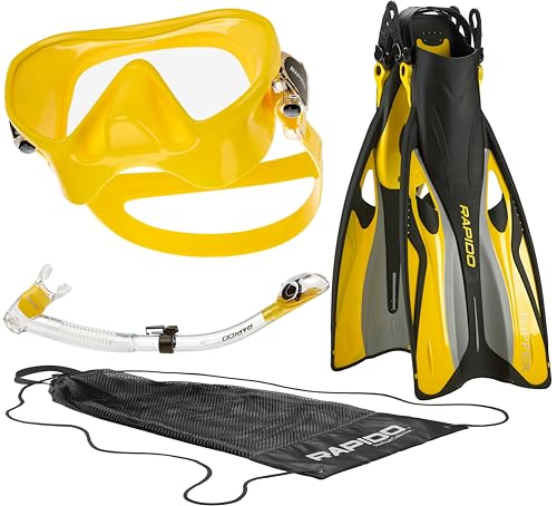Italian Frameless Snorkel Mask & Fins Set