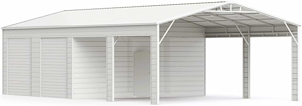 23x46 FT Metal Garage Shed, Steel Building with 2 Roll-Up Doors