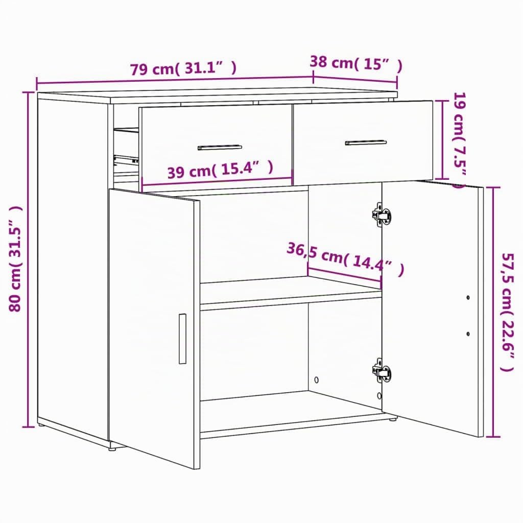 vidaXL Aparador, Alacena Alta con Almacenamiento, Armario Auxiliar de Buffet, Mueble para Salón Cocina Pasillo, Madera de Ingeniería Blanco