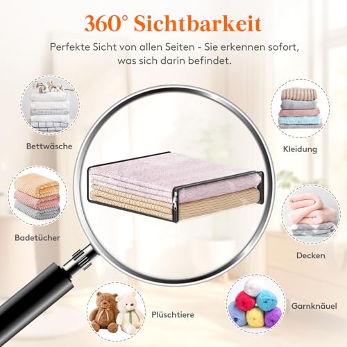 Lifewit 6er Transparente Kleideraufbewahrungsbeutel, Plastik Aufbewahrungsbeutel mit Reißverschluss, Faltbare Kleideraufbewahrungsbeutel,14L Umzugsbeutel, Aufbewahrungsbehälter für Bettlaken, Kleidung