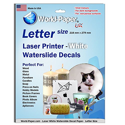Laser Waterslide Decal Paper WHITE 10 Sheets Package*