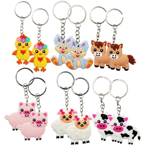 Garneck 12 Llaveros Colgantes de Figuras de Granja Llaveros Decorativos de PVC Diseño Variado Accesorios Ligeros para Mochilas y Regalos Set de 12 Piezas