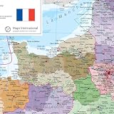 Mapa Francji Polityka 84,1 x 118,9 cm - Plakat odwiedzonych francuskich regionów i departamentów - Maps International + 60-letnie doświadczenie w kartografii