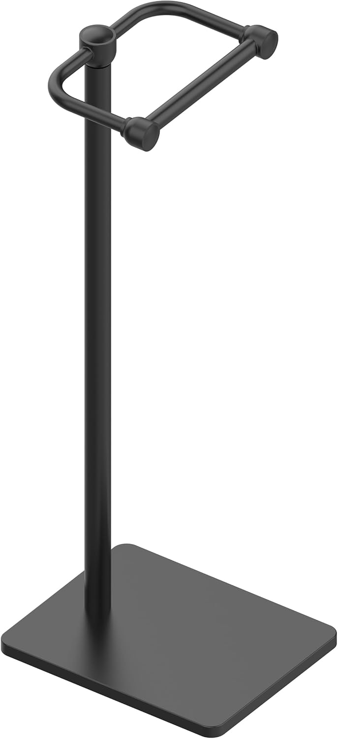 RUACQ Toilet Paper Holder Stand, Bathroom Toilet Paper Roll Holder Free Standing, Toilet Tissue Holder Stand with Post Pivoting Design, Stable Weighted Base, SUS304 Stainless Steel (Matte Black) (Free Standing Matte Black) Thumbnail