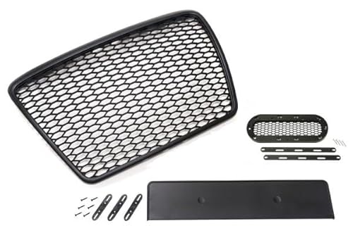 Kühlergrill Wabengrill Front Grill Emblemhalter kompatibel mit Audi A6 4F 2008-2011