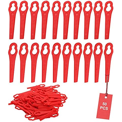 SWAWIS 50 pieces lawn trimmer blades red garden grass trimmer accessories blade grass trimmer plastic grass trimmer for FRT18A FRT18A1 art 46155 FRT20A1 accessories Cover