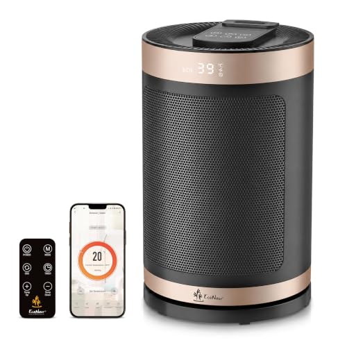 EcoNour 11 Space Heater for Home Low Energy Silent 1500W WiFi Smart Electric Heater Portable PTC Ceramic Heater with App & Voice Control Thermostat 12H Timer 4 Modes Bedroom Office Conservatory