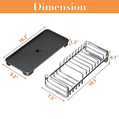 Small Dish Drying Rack, Aluminum Dish Rack With Utensil Holder, Anti-Rust Dish Racks For Kitchen Counter Multifunctional Dish Drainer With Drainboard, Drying Rack For Dishes, Knives, Spoons, And Forks #TOP6