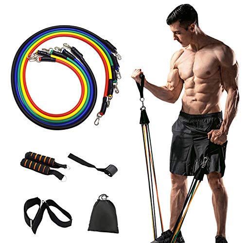 AircooL 11 Pack Resistance Bands Set,Including 5 Stackable Exercise Bands with Door Anchor,2 Foam Ha AircooL 11 Pack Resistance Bands Set,Including 5 Stackable Exercise Bands with Door Anchor,2 Foam Ha