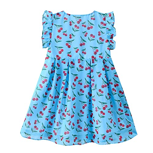 Zanjkr Vestidos para meninas com manga mosca, estampa de desenho animado, vestido de princesa para f
