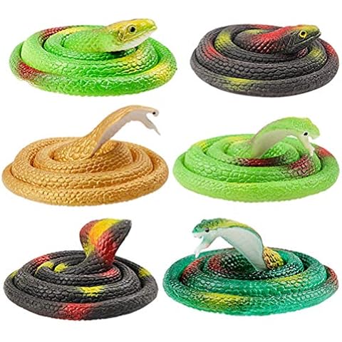 VILLCASE 6pcs Realistic Rubber Snakes Fake Snake Black Snake Toys for Garden Props to Scare Birds Squirrels Mice Pranks Props (Random Style) Cover
