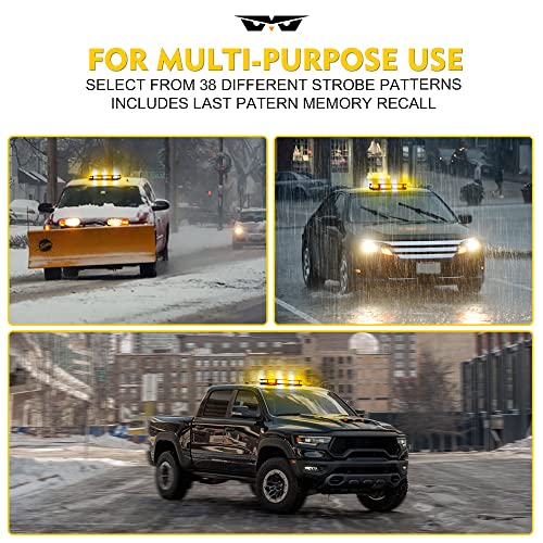 Lumenix 42 Led Roof Top Strobe Beacon Light Bar, High Bright Hazard Warning Flashing Plow Light With Synchronous Controller For Construction Vehicles, Tow Trucks, Postal Cars, Snowplow (Amber/White) #TOP4