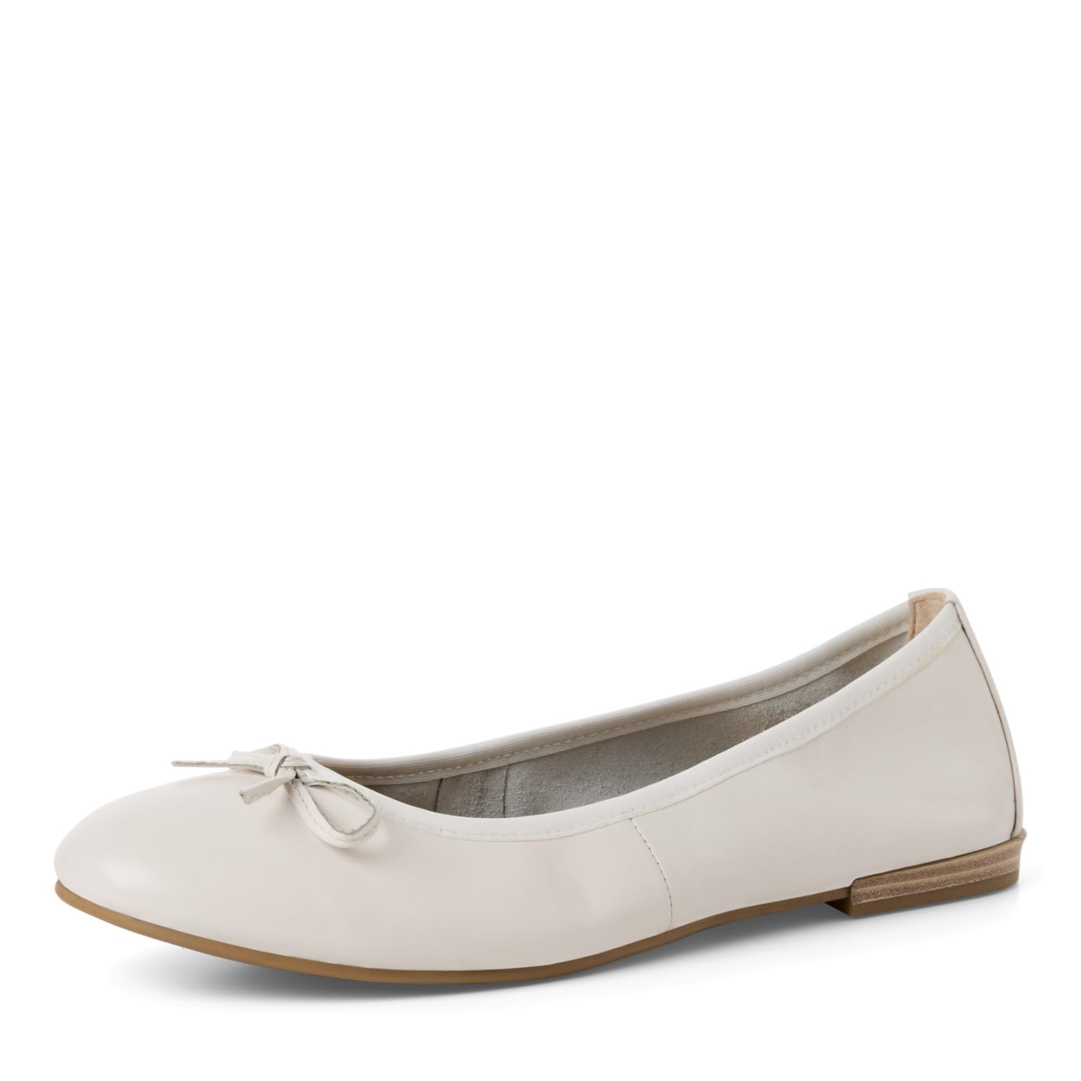 MARCO TOZZI Women Ballerinas Soft Feel Me Footbed Leather Soft Lining Fashionable, White (White), 7 UK