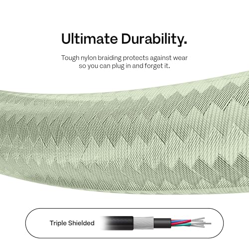 Image of Pixio Mint Green 8K HDMI 2.1 Cable Ultra Certified Ultra High Speed 6FT 8K 60Hz 4K 120Hz Nylon Braided, Gold Plated Connector, Anti-Breakage, HDR10+, dtsx, eARC, HDCP, Dolby Compatible