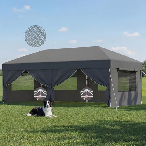 JUMMICO Tonnelle Pliante 3x6m avec Moustiquaire Aérée Anti-Insectes｜Robuste et Durable｜Imperméable et Anti-UV｜Installation et Rangement...