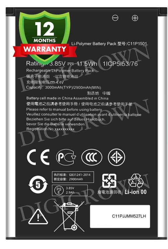 Image of Original C11P1501 Battery Compatible for Asus Zenfone 2 Laser (ZE550KL, ZE551KL, ZE600KL, ZE601KL) - (3000mAh) - 1 Year Warranty