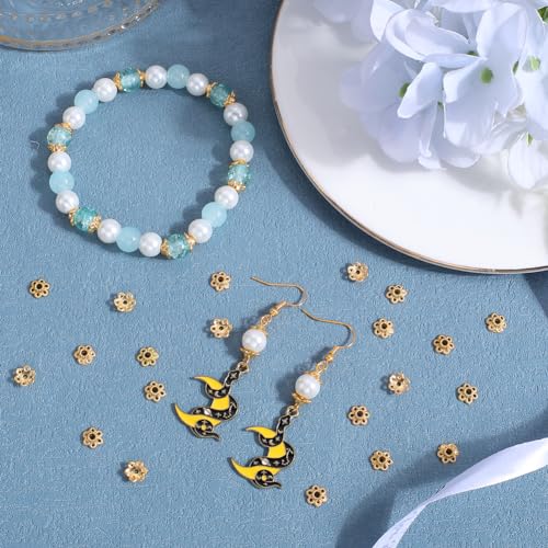 SUNNYCLUE 1 BOX 300PCS 6mm Alloy Flower Beads Caps Filigree Flower Beads Gold Metal Hollow Floral End Cap Loose Spacer Bead Bulk for jewellery Making Diy Women Earrings Necklace Bracelet Craft Supplie - Image 4