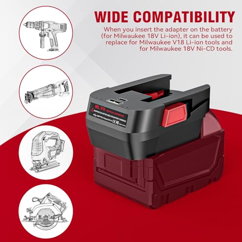 Ecarke Battery Adapter Compatible with Milwaukee 18V Battery, Converts M-18 to V-18 for 18V Power Tools,for 48-11-2200 48-11-2230 Converter Power Tool