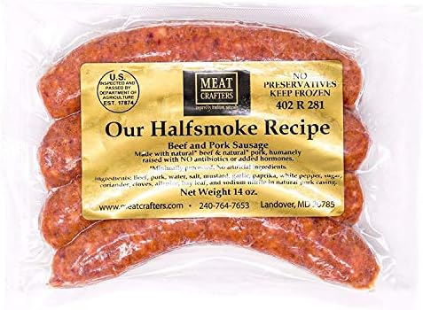 MeatCrafters Half Smoke Beef & Pork Sausage, 14 oz, 4-Pack, 16 Links