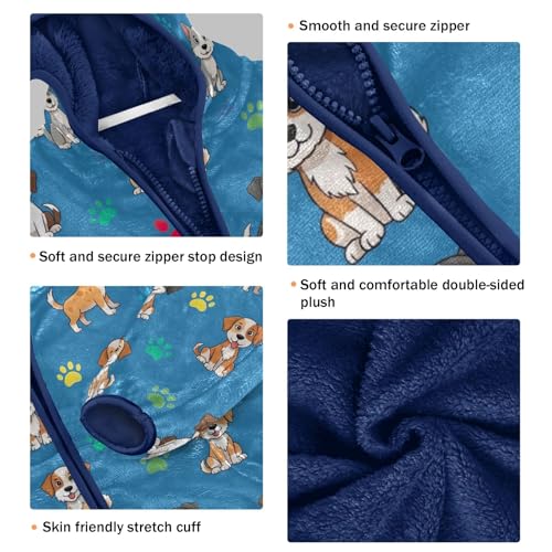 CHIFIGNO Cute Dogs Blue Toddler Snow Jacket, Boy Hooded Jacket Soft for Fall Winter Spring 3T3