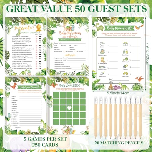 Image of Patelai 321 Pcs Dinosaur Baby Shower Decorations Game, Pencils Clothespins