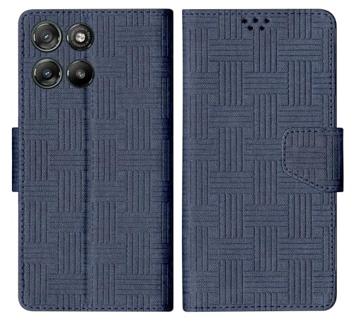 Image of SBMS Flip Cover for Motorola Moto G67 Power 5G / Moto G57 Power Back Cover Case with Magnatic Closure | Genuine Leather Finish | Inbuilt Stand | Card & Money Pocket | Wallet Style Case (Mat Blue)