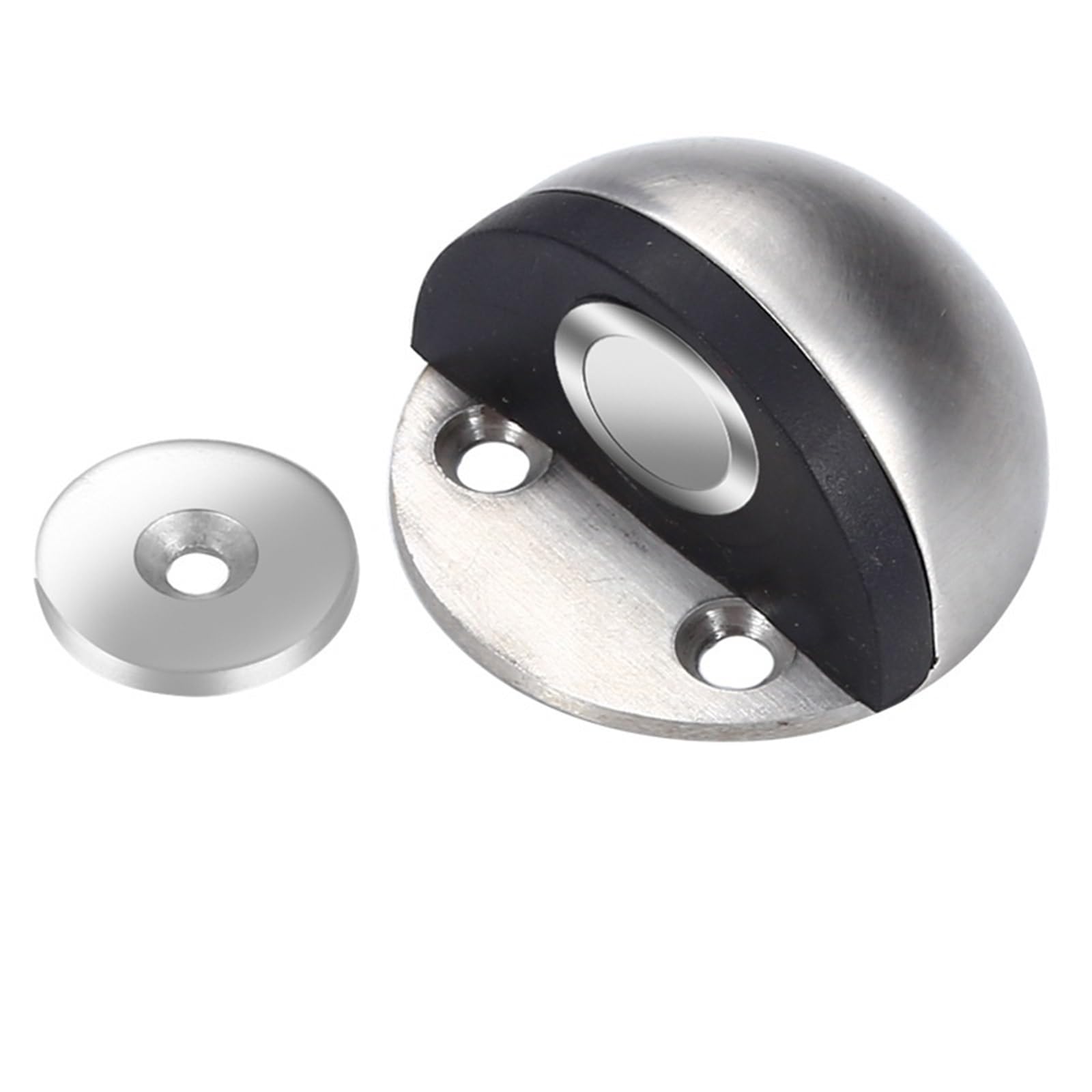 Luercher Silver Door Stop Floor Mounted Door Stops Stainless Steel Door Stoppers For Floor Mounted Half Moon With Screws 2 Pack(Silver)
