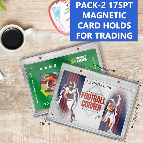 Image of DEDC Vertical Booklet Magnetic Case Storage Magnet Card Holder Cardholder 175PT One Touch Trading Baseball Cards Protector UV Protection Display Showcase No PVC(2CT-134mm)