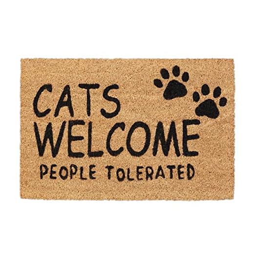 Relaxdays Felpudo Entrada Casa Gatos, Alfombrilla Puerta, Coco y Goma, 60x40 cm, Tapete Welcome, Marrón Natural Negro, policloruro de Vinilo Fibras