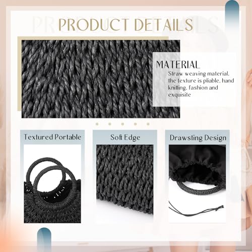 Image of Frienda Straw Tote Bag Summer Beach Bag Handmade Straw Rattan Woven Handbag for Women Travel