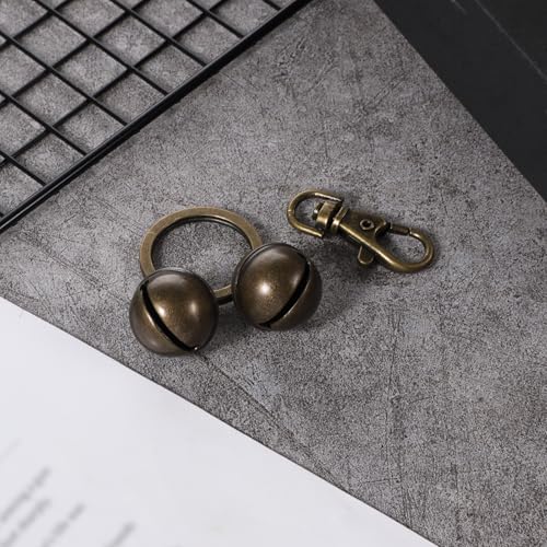2 PCS Copper Bells for Dog Collars with Snap Clips, Extra Loud Dog and Cat Bells Copper Bell Vintage CopperCollar Charms Pendant with Key Ring, Brass Pet Accessories with Key Rings for Birds Wildlife - Thumbnail 3