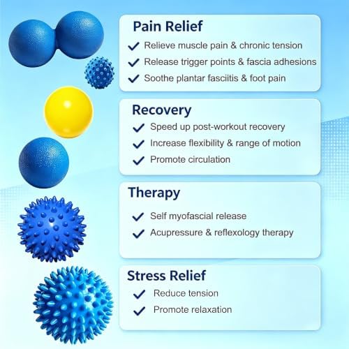 6-Pcs Massage Balls, 4 Firm/2 Soft, Spiky/Peanut/Lacrosse Balls — 사진 2