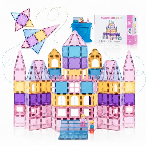 Image of SNAPTRON Magnetic Blocks for Kids Tiles -103Pieces Set Gifts for Girls, Boys, Magnetic Blocks for Kids 3+ Years, 4 5 6 7 8 9 10 / Constructing & Learning Builder Educational Magnatiles Game