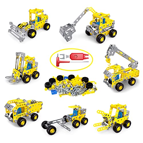 Image of Ferthor Fun 7 in 1 STEM Toys,Creative Set for Boys Age 8-12,Learning Engineering Kids Building Blocks Model Kits,Metal Construction Toys for Kids 8 9 10 11 12+ Year Old(180PCS No Motor)